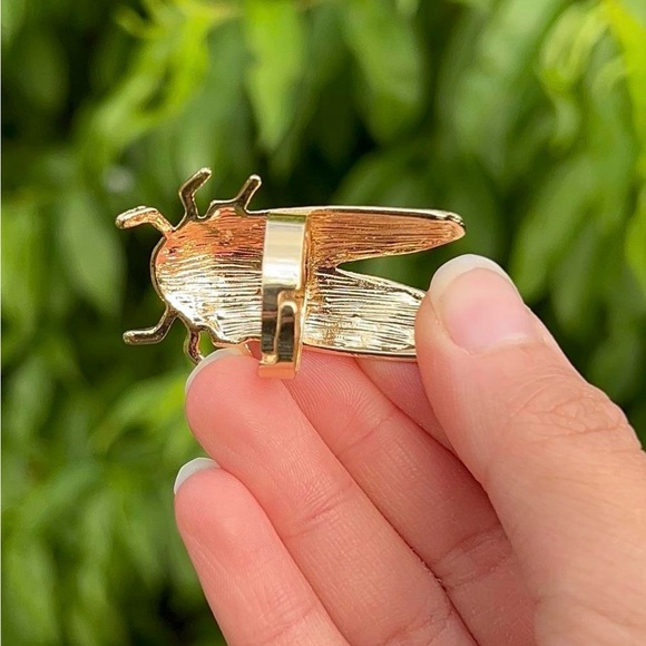 Gold Cicada Insect Statement Ring - Picture 8 of 8